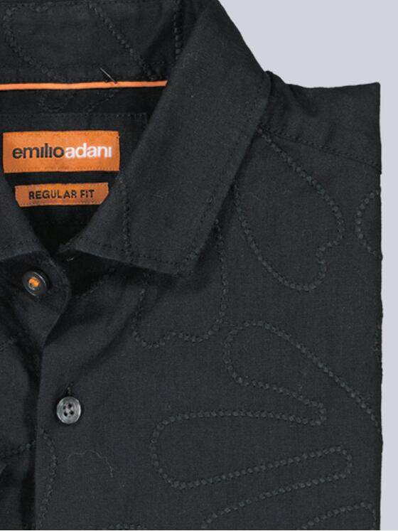 emilio adani Herren Hemd uni Schwarz 40721