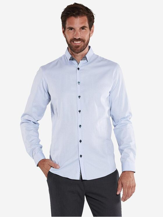 ENGBERS GERMANY Herren Langarm-Hemd dezent glänzend Hellblau 36714