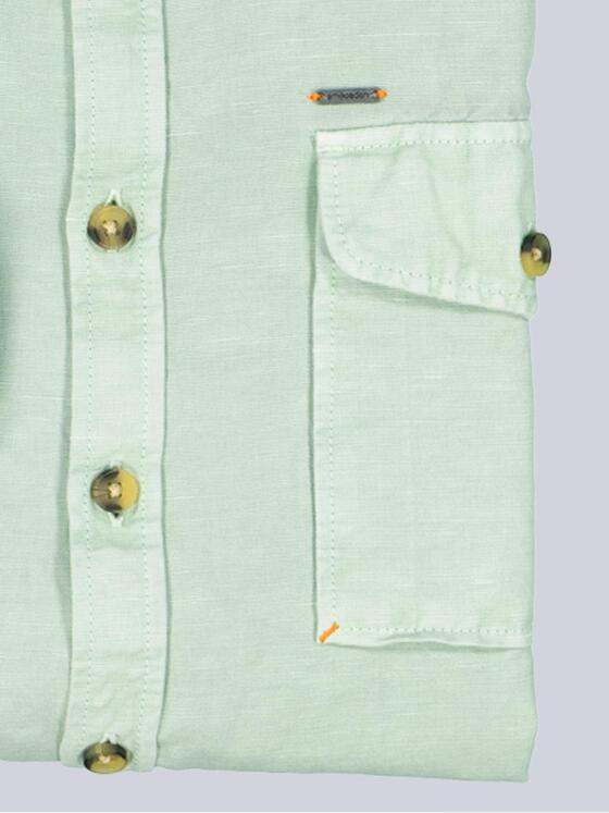 emilio adani Herren Langarm-Hemd aus Leinen Hellgruen 38910