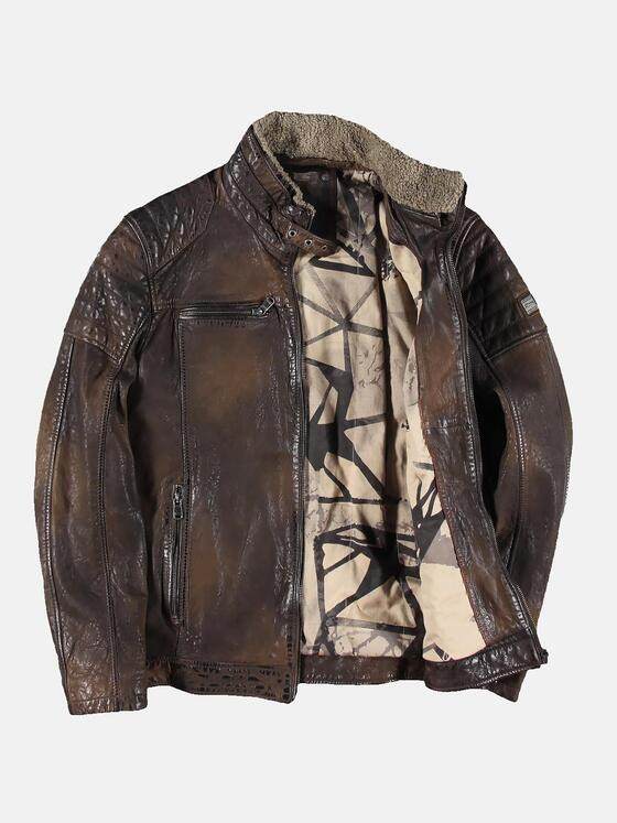 engbers Herren Lederjacke mit Kunstpelz Braun 30162