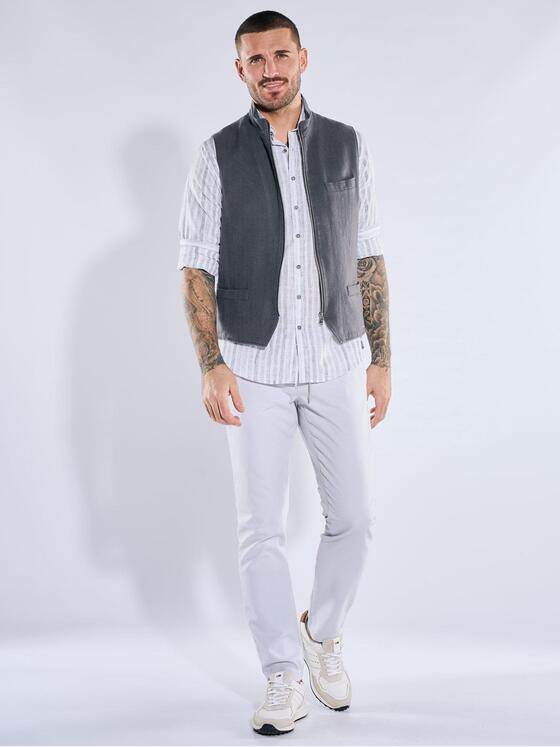 emilio adani Herren Sakko-Weste aus Leinen-Mix Schwarzbraun 40236