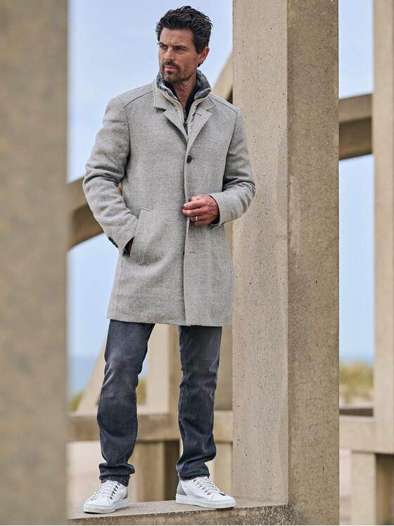 ENGBERS GERMANY Herren Mantel mit heraustrennbarem Inlet Grau 39514