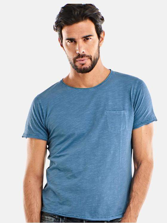 emilio adani Herren Rundhals T-Shirt Türkis 26391