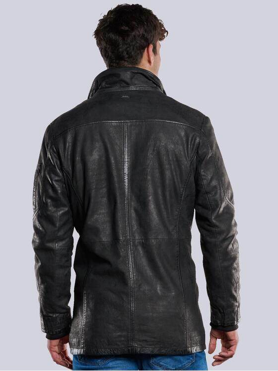 engbers Herren Leder-Parka mit abnehmbarer Kapuze Schwarz 33547
