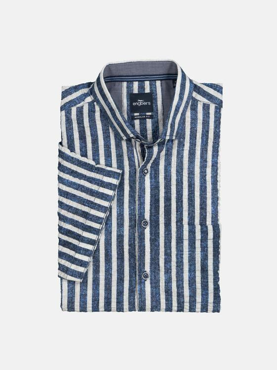 engbers Herren Kurzarm-Hemd gestreift Blau 36882