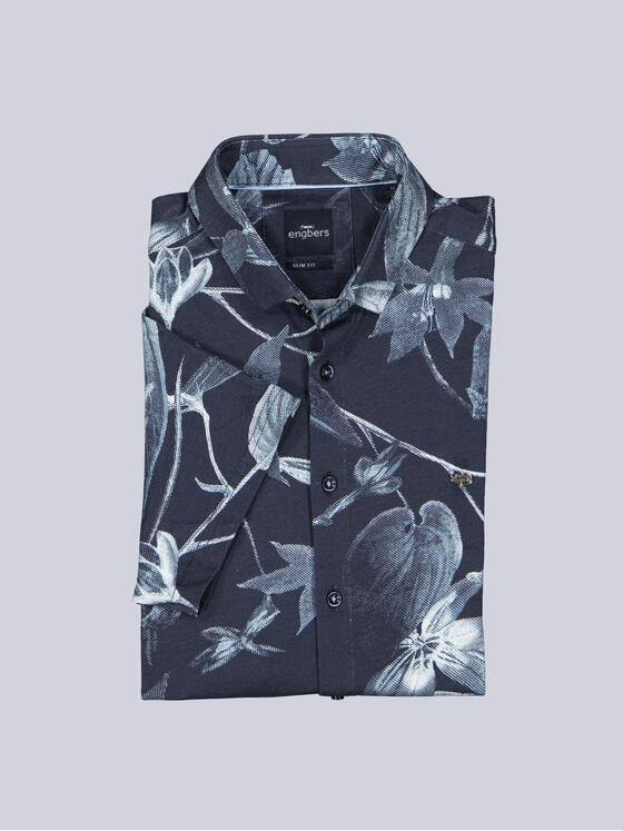 engbers Herren Kurzarm-Hemd gemustert Marineblau 39243