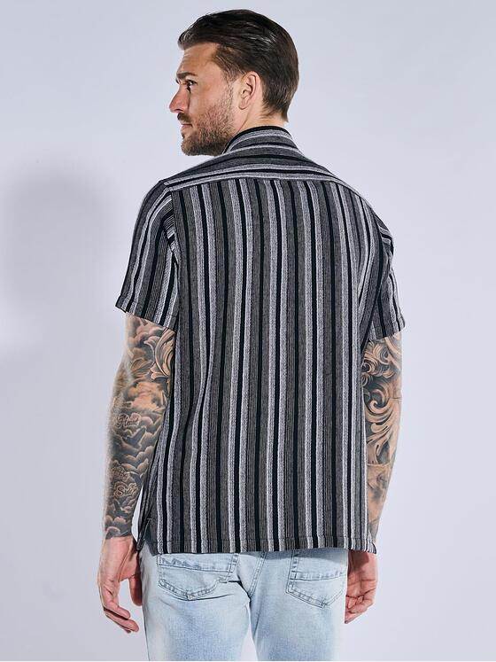 emilio adani Herren Kurzarm-Hemd gestreift Blau 38995
