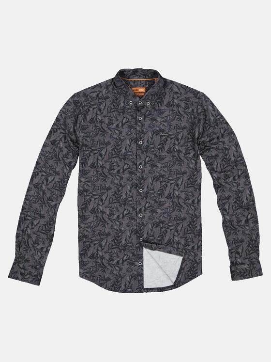 emilio adani Herren Langarm-Hemd mit floralem Print Türkis 33344