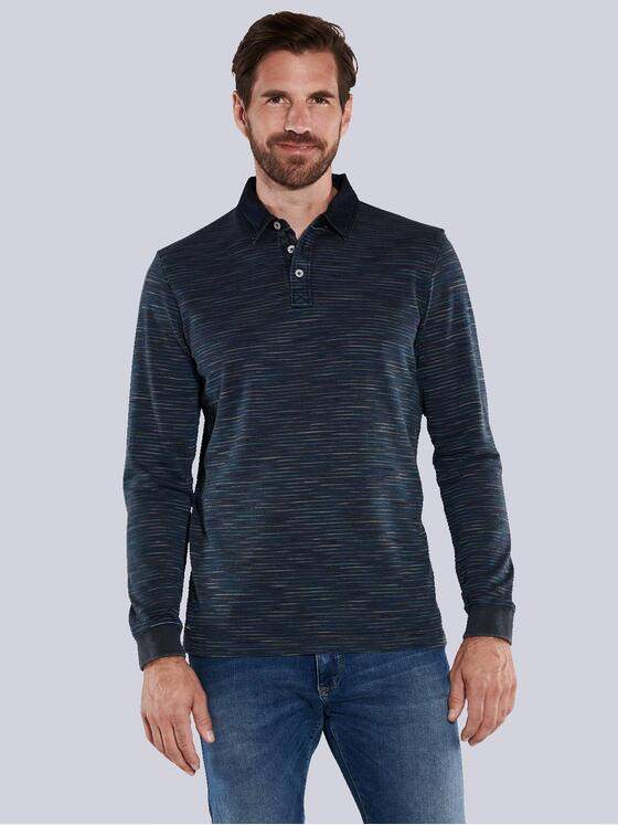 engbers Herren Langarm-Shirt mit Polo-Kragen Schwarz 35637