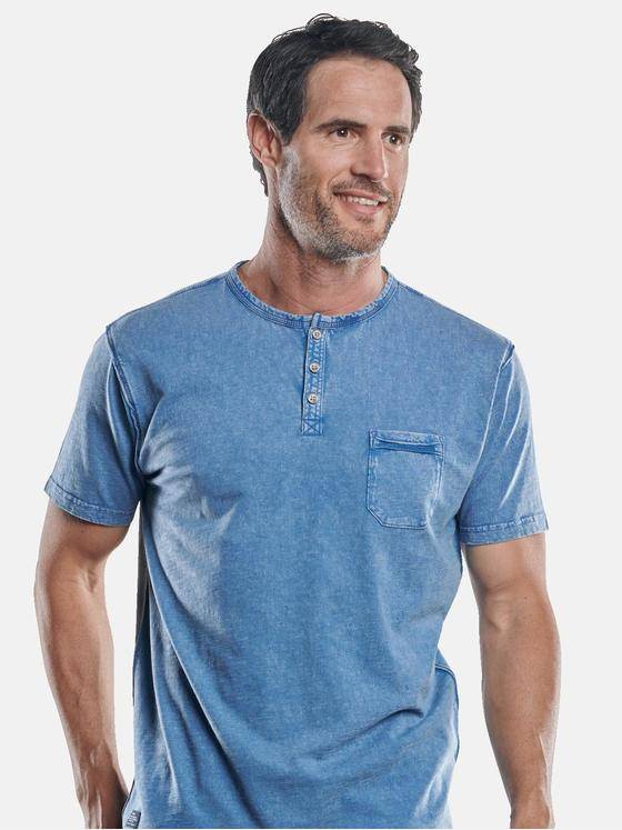 engbers Herren Frisch gefärbtes Henley T-Shirt Taubenblau 30275