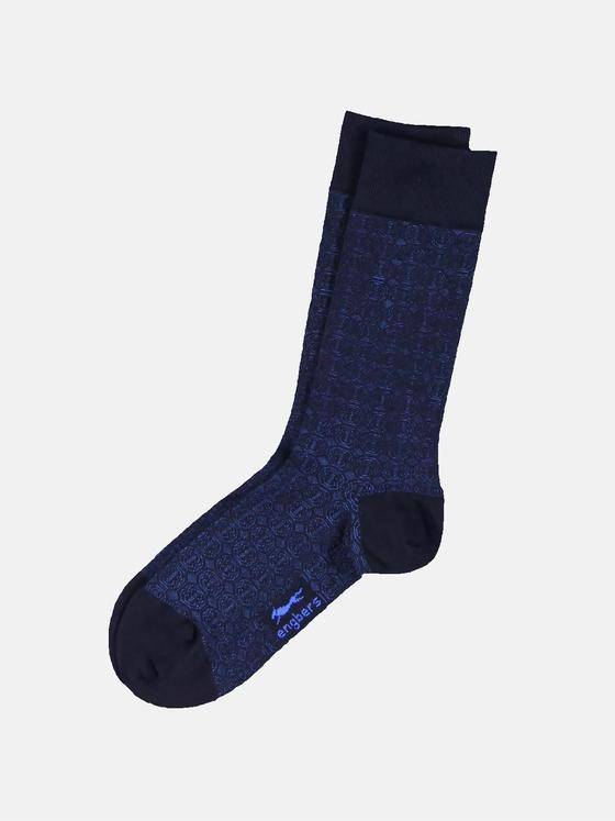 engbers Herren Modisch gemusterte Socken Marineblau 30608
