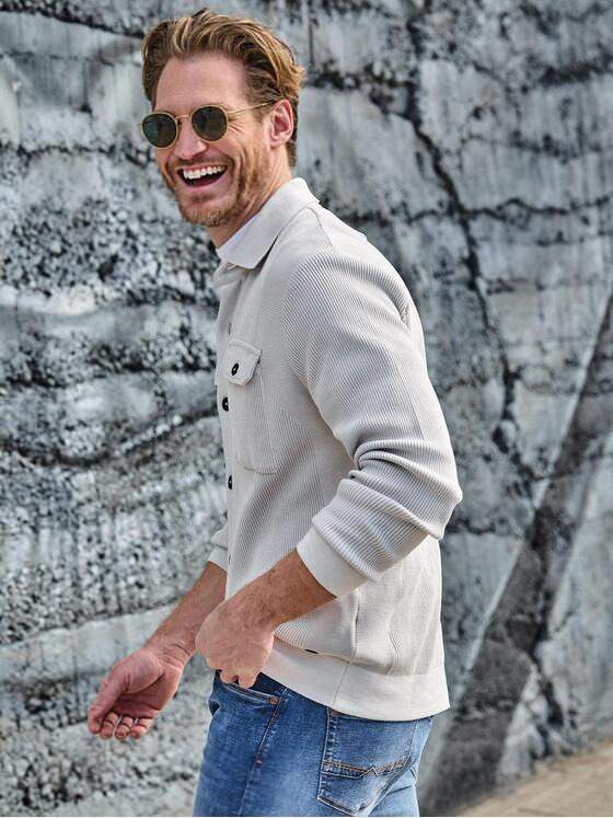 engbers Herren Overshirt regular Silbergrau 38303