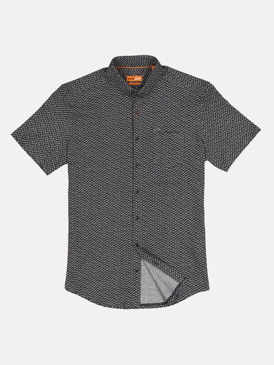 emilio adani Herren Kurzarm-Hemd aus Jersey Schwarz 33081