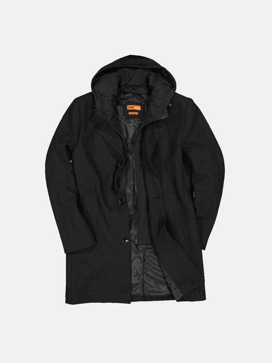 emilio adani Herren Mantel mit abnehmbarer Kapuze Schwarz 35261