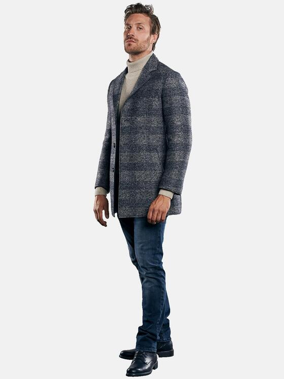 emilio adani Herren Stilvoller Karo-Mantel Blau 30226