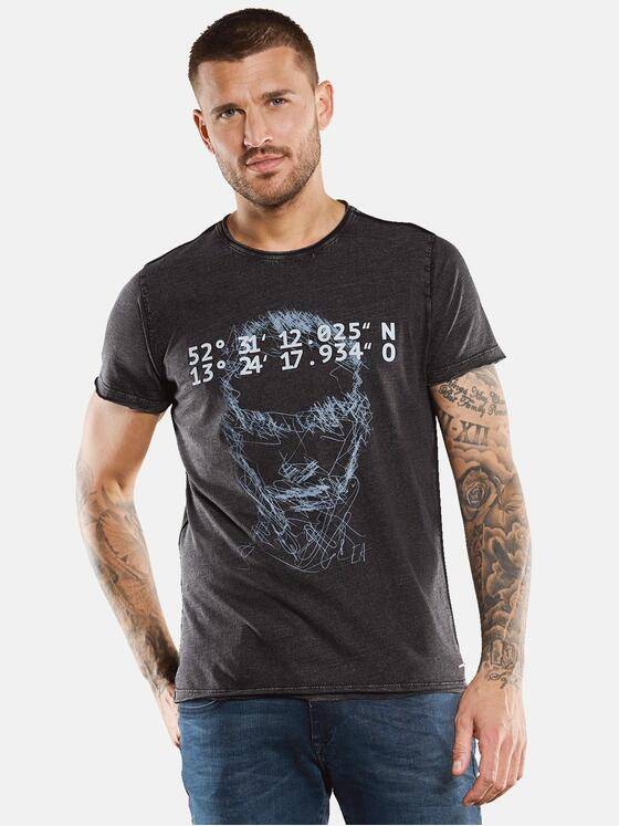 emilio adani Herren T-Shirt mit Print Grau 33418