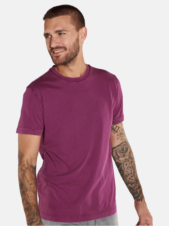 emilio adani Herren T-Shirt uni Violett 36145