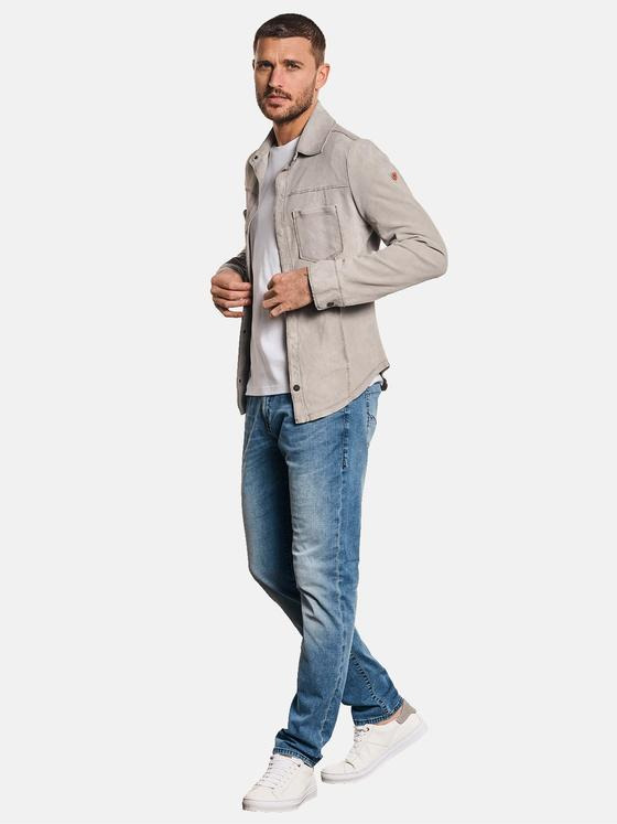emilio adani Herren Lederhemd Weiß 32572