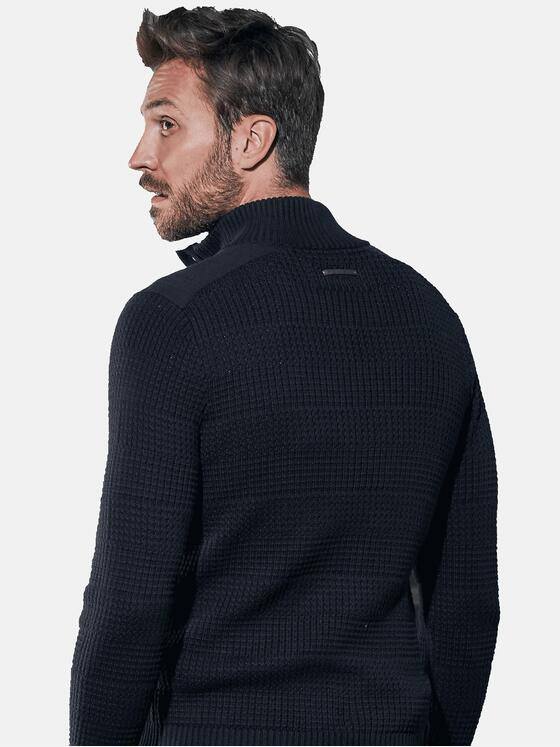 emilio adani Herren Pullover Polokragen Schwarz 30847