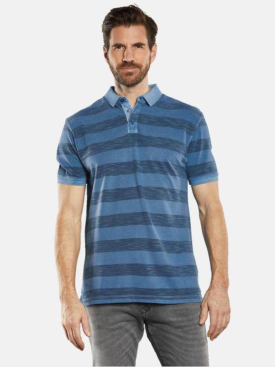 engbers Herren Polo-Shirt gestreift Petrolblau 34824