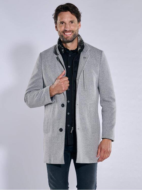 ENGBERS GERMANY Herren Mantel aus Baumwoll-Hightech-Gewebe Silbergrau 37792