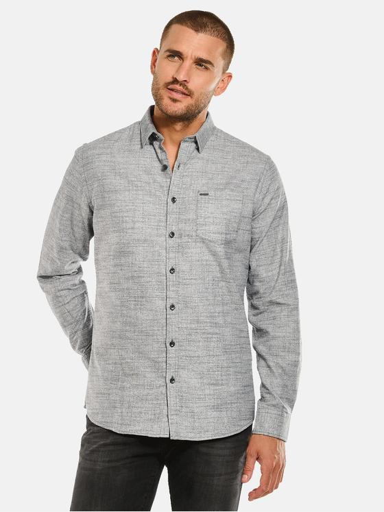 emilio adani Herren Langarm-Hemd aus Flanell Grau 33788