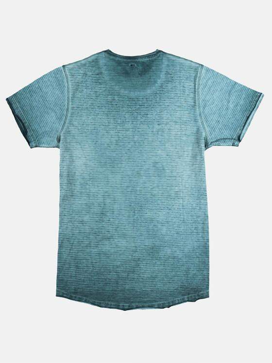 emilio adani Herren Rundhals T-Shirt mit dezenter Streifenstruktur Türkis 29621