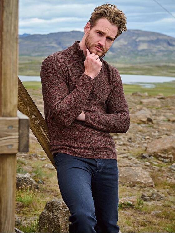 engbers Herren Pullover mit Stehkragen Rot 35554