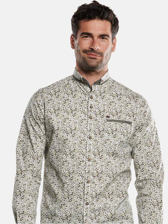 engbers Herren Langarm-Hemd gemustert Braunbeige 32011