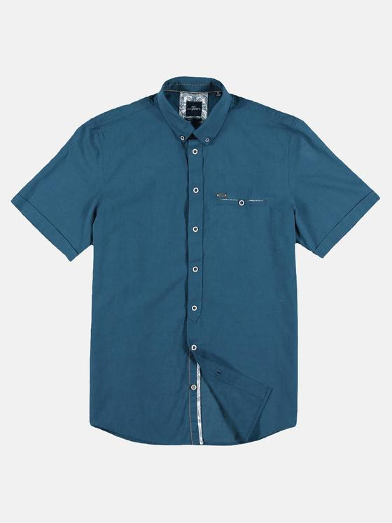 engbers Herren Sommerliches Kurzarmhemd mit floralen Kontrastdetails Saphirblau 29782