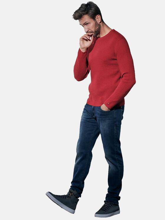 emilio adani Herren Strukturierter Rundhalspullover Rot 30954