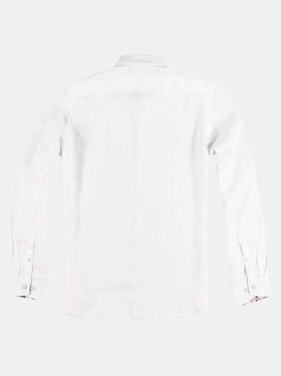 emilio adani Herren Sommerliches Leinenhemd mit stylischen Kontrastdetails Weiß 29919