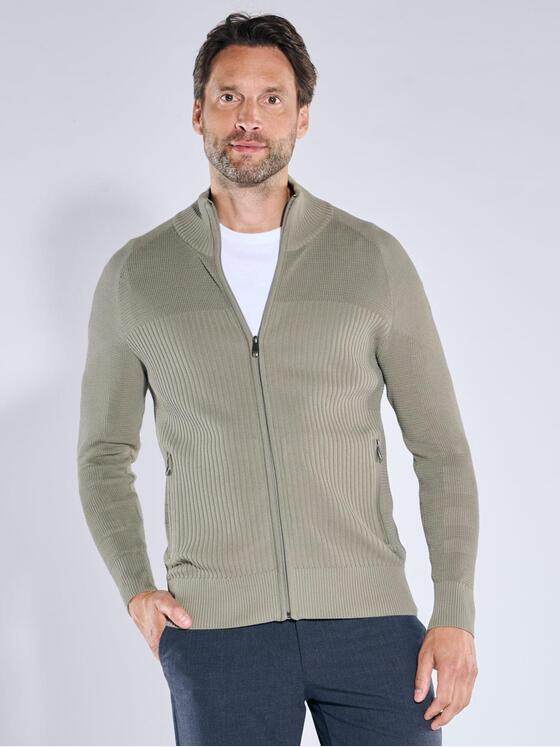 engbers Herren Strickjacke mit Strukturwechsel Gruen 39232