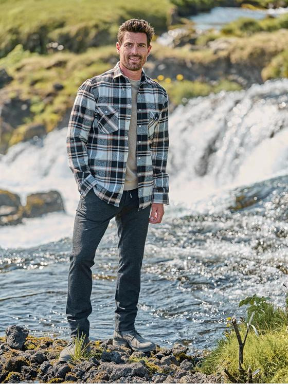 engbers Herren Langarm-Hemd kariert Schwarzbraun 35211