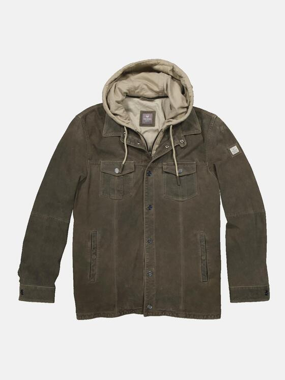 ENGBERS GERMANY Herren Lederjacke mit Inlet Grün 34493
