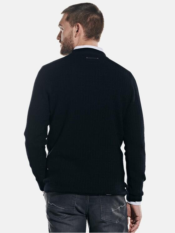 emilio adani Herren Pullover aus Merinowolle Schwarz 32065