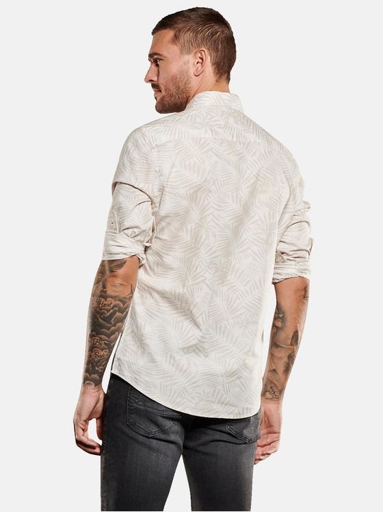 emilio adani Herren Langarm-Hemd gemustert Beige 35117