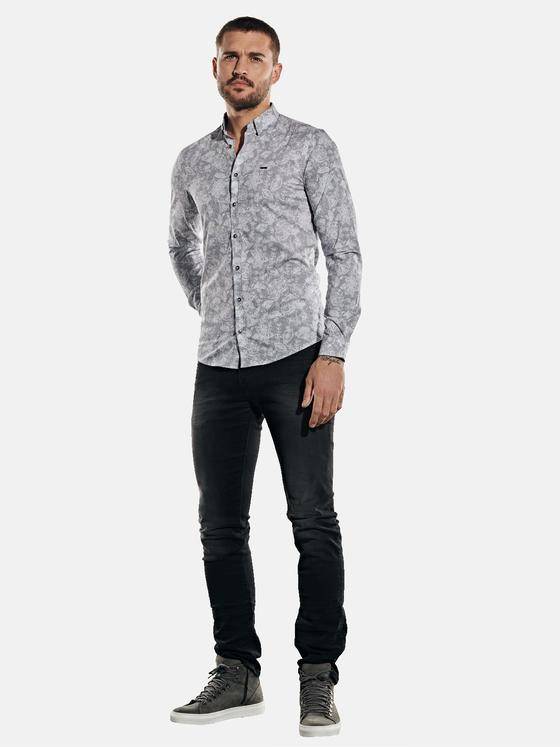 emilio adani Herren Langarm-Hemd mit floralem Print Blau 32055