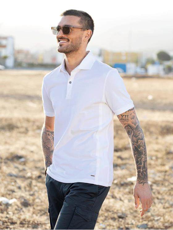 emilio adani Herren Polo-Shirt slim fit Weiß 35101