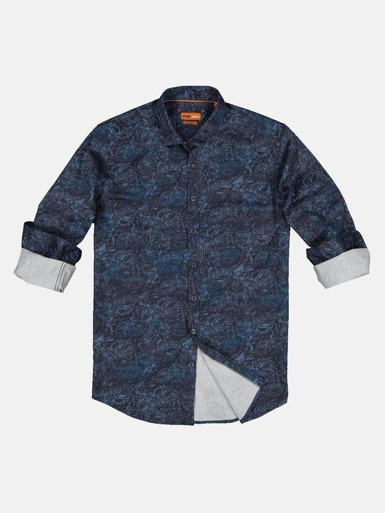 emilio adani Herren Langarm-Hemd gemustert Blau 33336