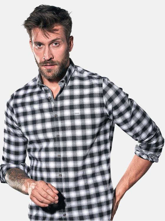 emilio adani Herren Karohemd mit Kontrastdetails Grau 30845