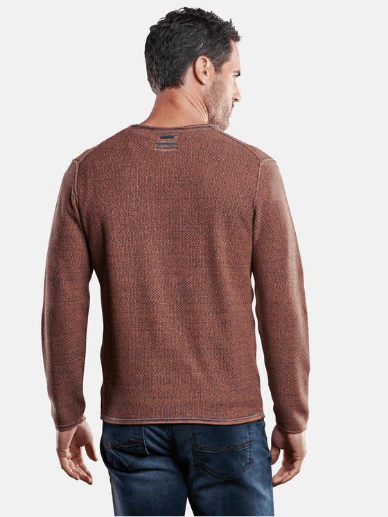 engbers Herren Rundhalspullover mit Rollkanten Dunkelorange 28923