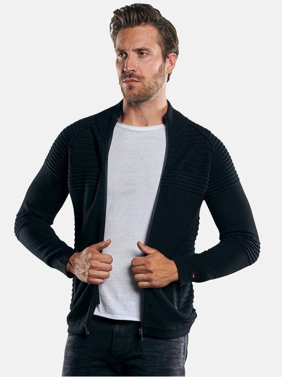 emilio adani Herren Sportiver Strickcardigan Schwarz 30420