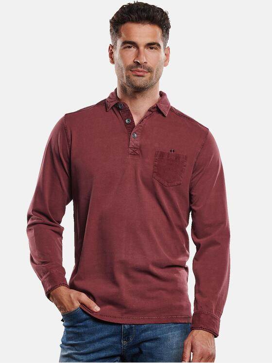 engbers Herren Langarmshirt Polokragen Karminrot 32396