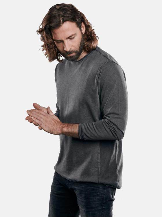 emilio adani Herren Langarmshirt aus hochwertiger Baumwolle Grau 29252