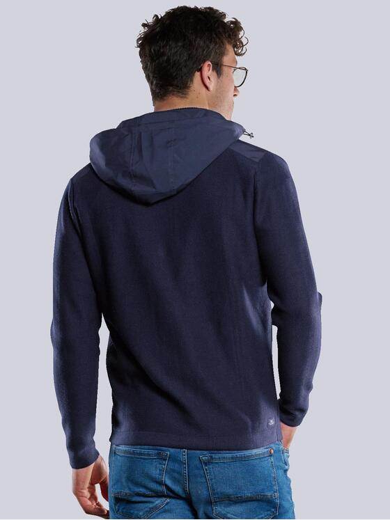 engbers Herren Strickjacke mit Nylon-Kapuze Blau 33512