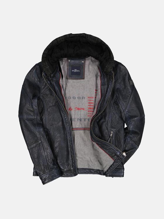 engbers Herren Lederjacke mit abnehmbarer Kapuze Anthrazit 33550