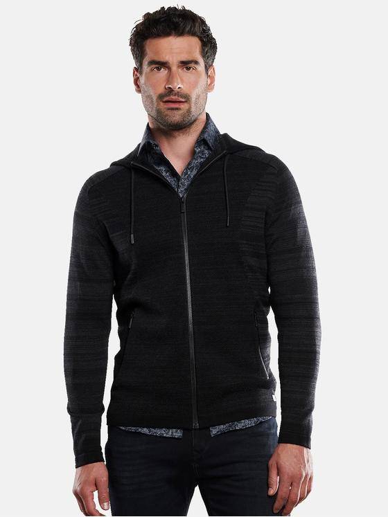 ENGBERS GERMANY Herren Cardigan aus Merinowolle Schwarz 32158