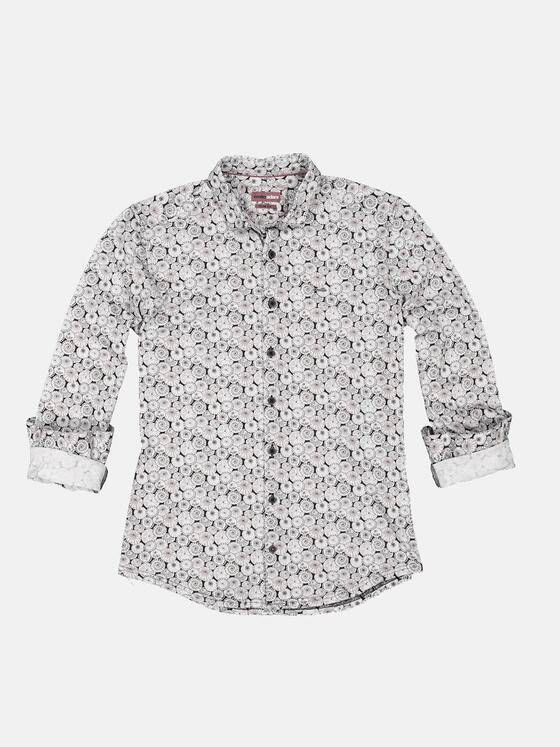 emilio adani Herren Langarm-Hemd gemustert Beige 34643
