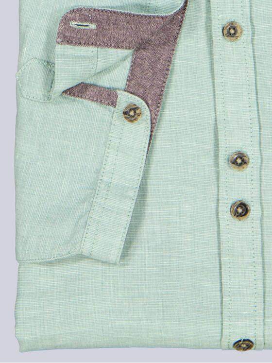 engbers Herren Kurzarm-Hemd mit Leinenanteil Gruen 38381